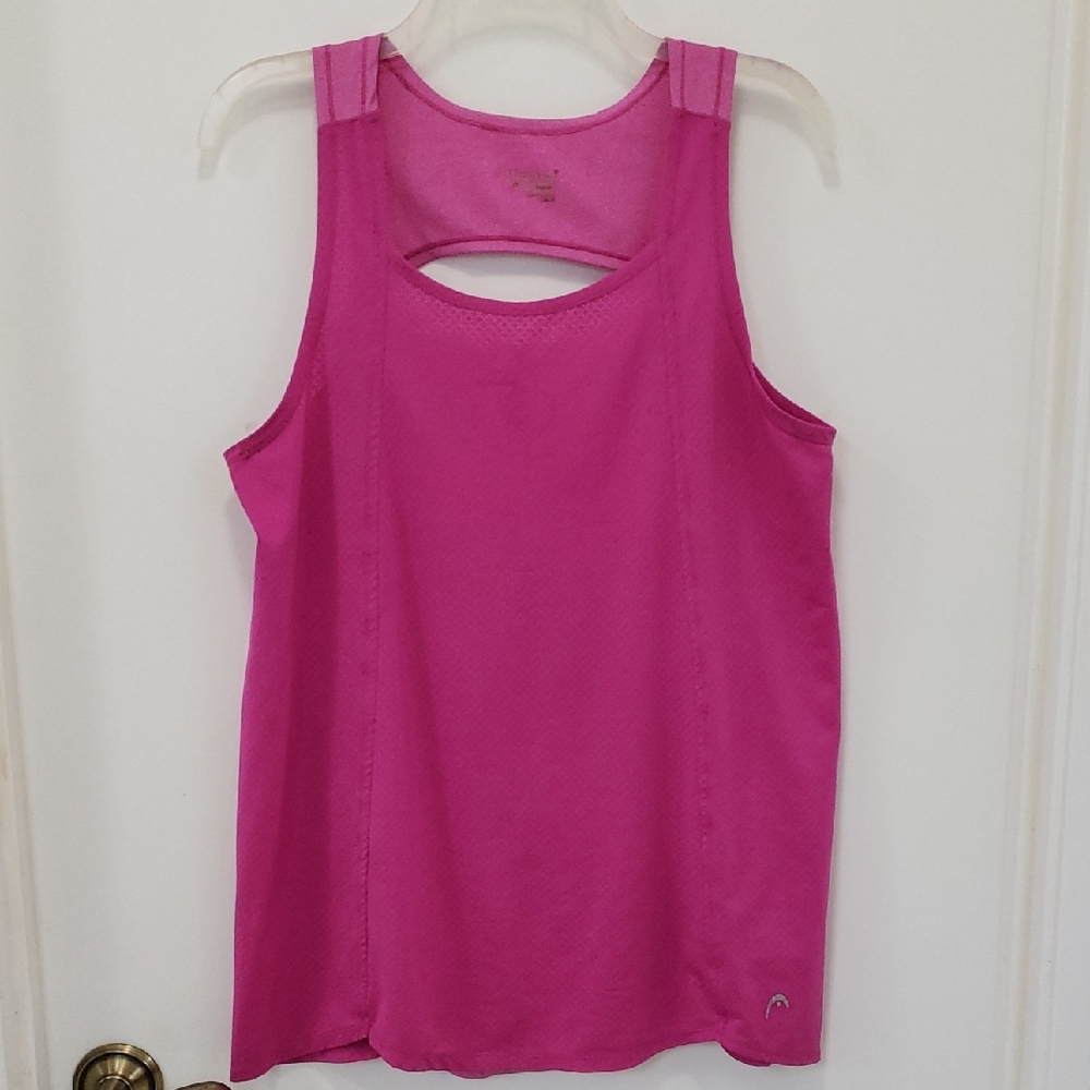 🤸‍♀️〰️Head〰️ Hot Pink Open Back Active Tank Top L